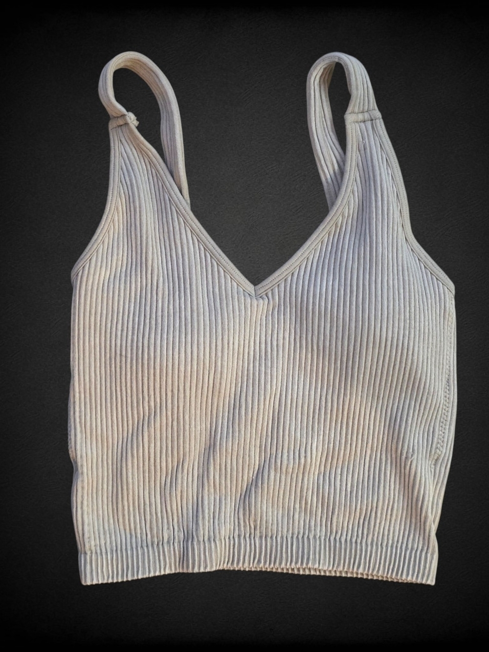 Wishlist Taupe Ribbed Seamless Brami Crop Tank S/M Padded Lounge Yoga